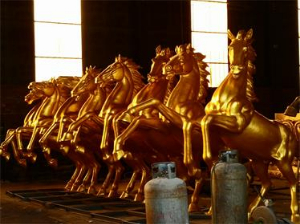Large bronze horse sculpture